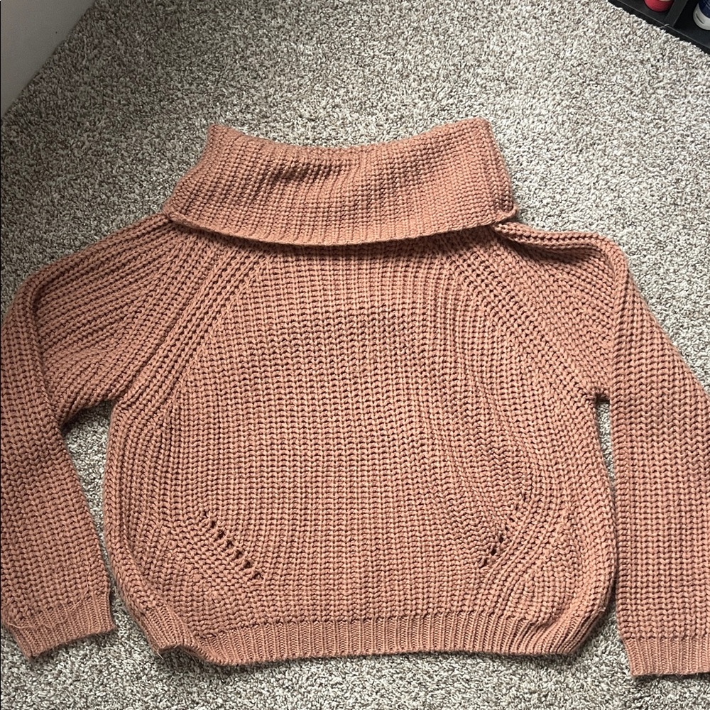 moon & madison Women's Cowl Neck Sweater in Warm Brown